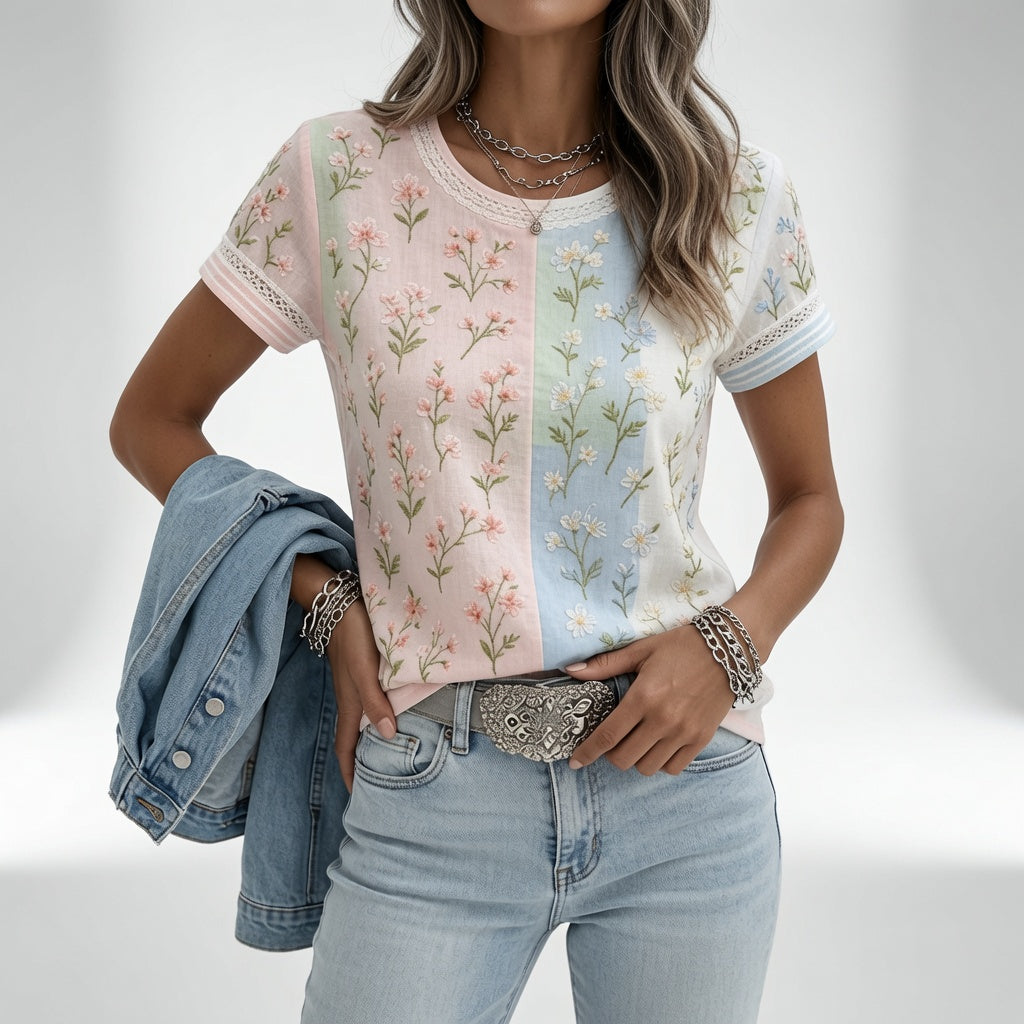 Louvine | T-shirt floral douceur élégance