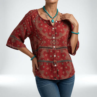 Louvine | Blouse bohème imprimée élégance