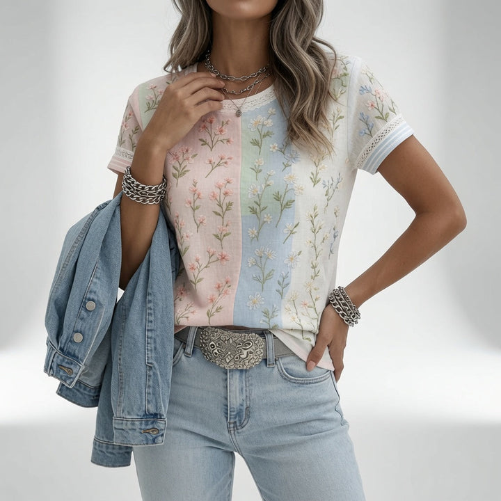 Louvine | T-shirt floral douceur élégance