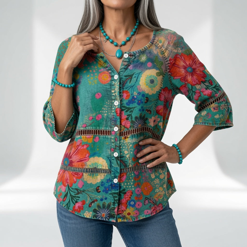 Louvine | Blouse bohème imprimée élégance