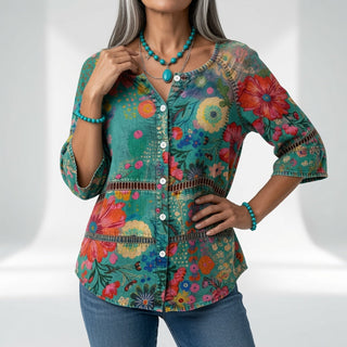 Louvine | Blouse bohème imprimée élégance