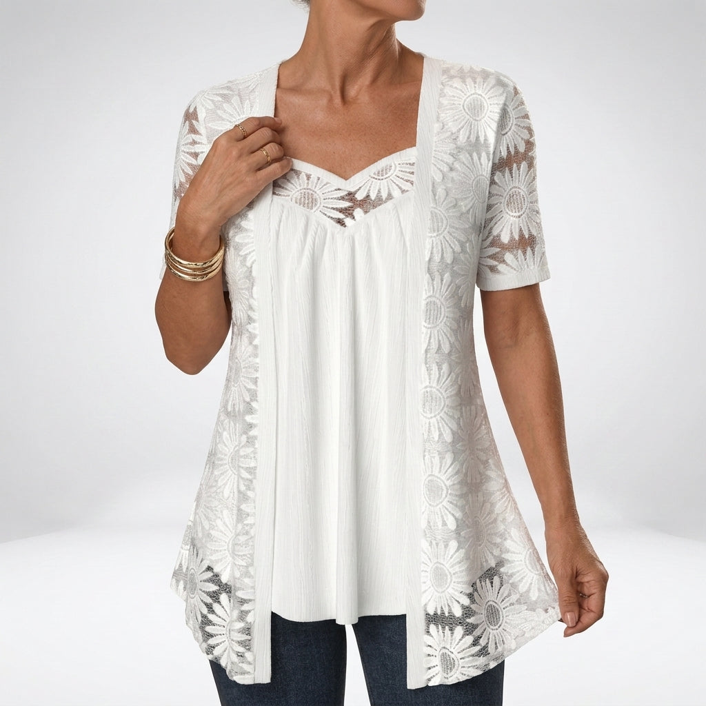 Louvine | Blouse blanche dentelle manches