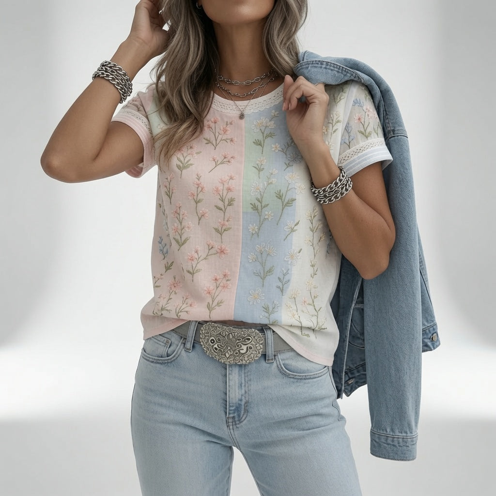Louvine | T-shirt floral douceur élégance