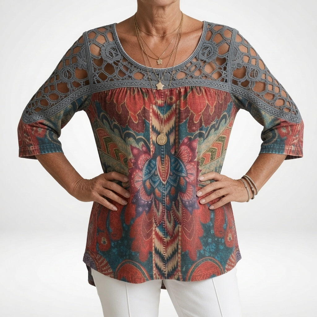 Louvine | Blouse imprimée ethnique bohème