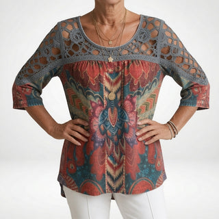 Louvine | Blouse imprimée ethnique bohème