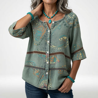Louvine | Blouse bohème imprimée élégance