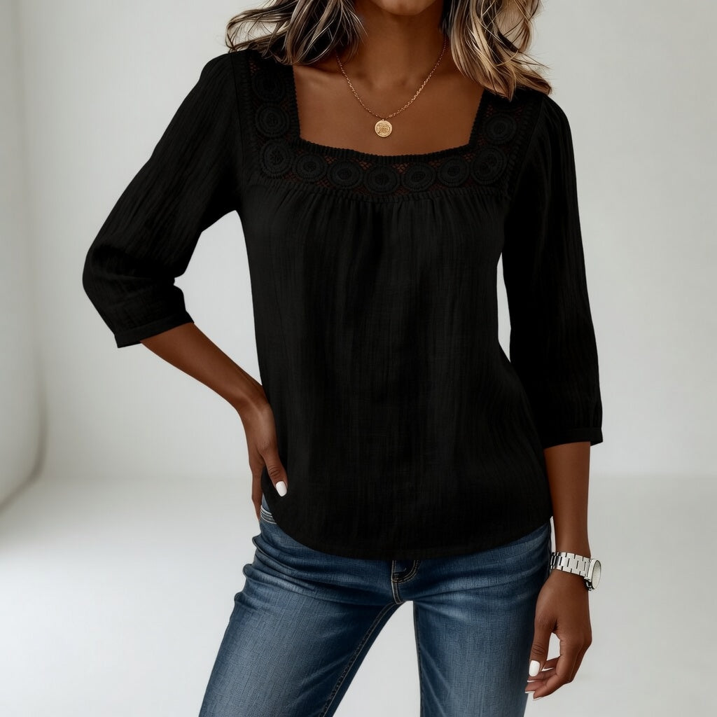 Louvine | Blouse dentelle col carré