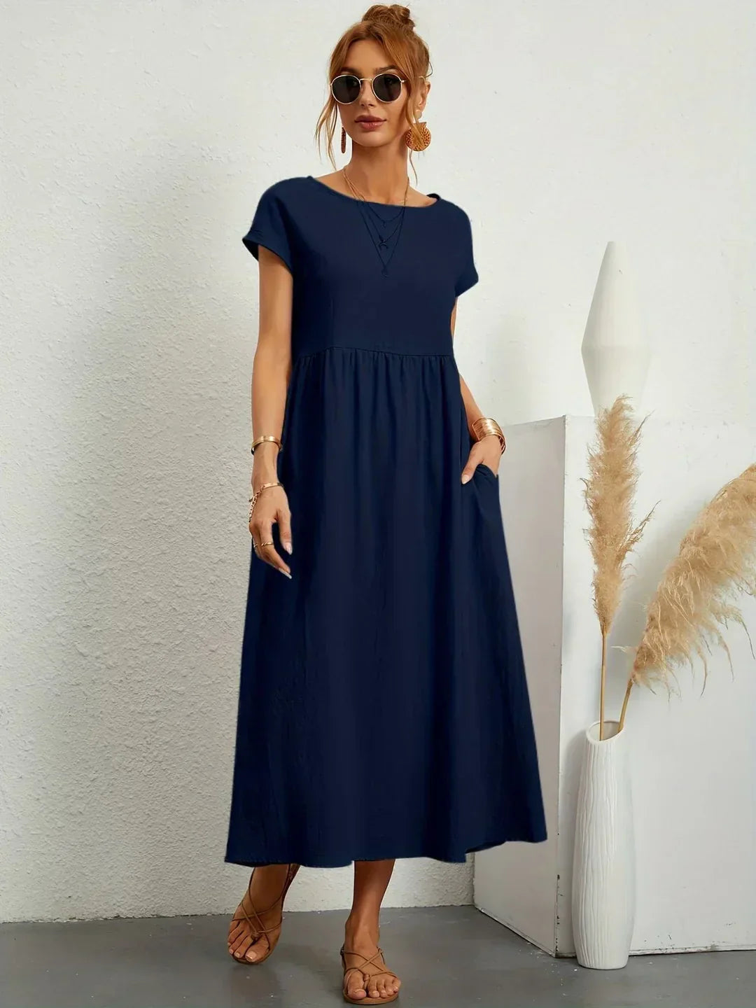 Louvine | Robe midi fluide élégance intemporelle – Modèle 1