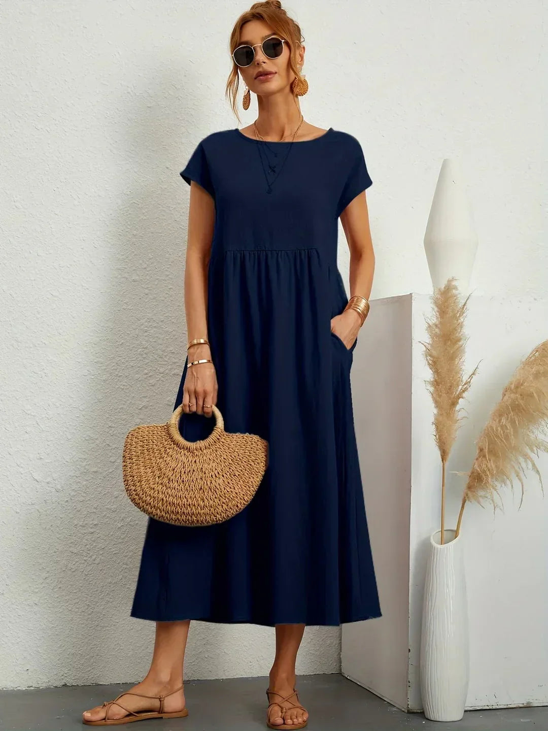 Louvine | Robe midi fluide élégance intemporelle – Modèle 1