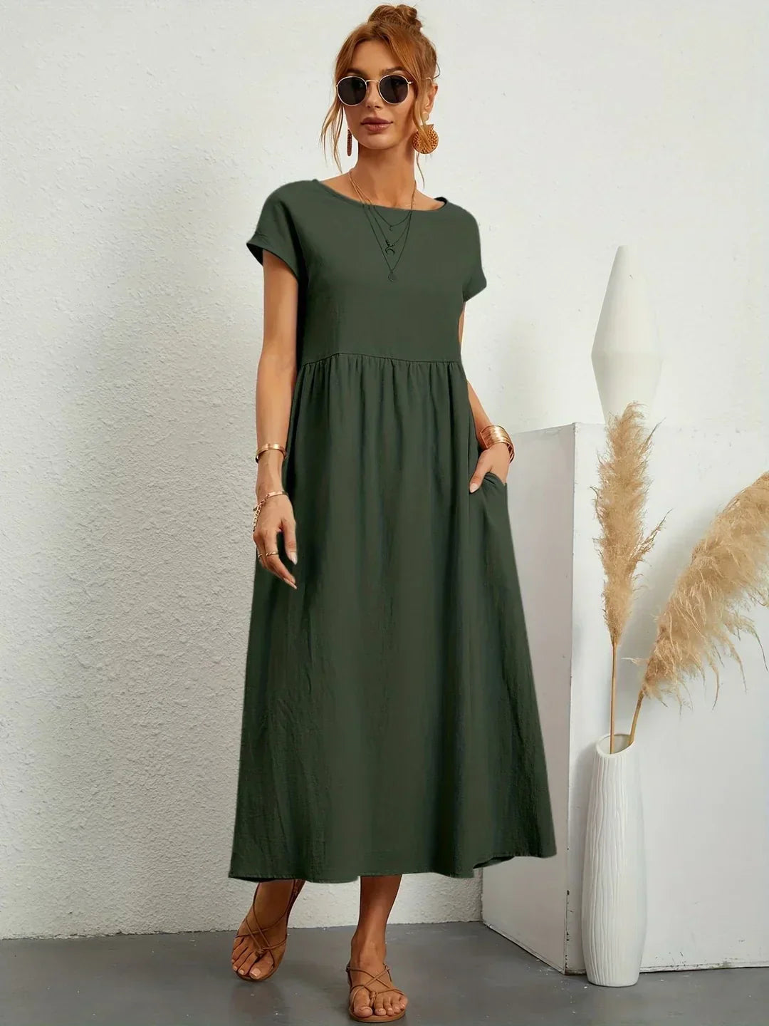 Louvine | Robe midi fluide élégance intemporelle – Modèle 1