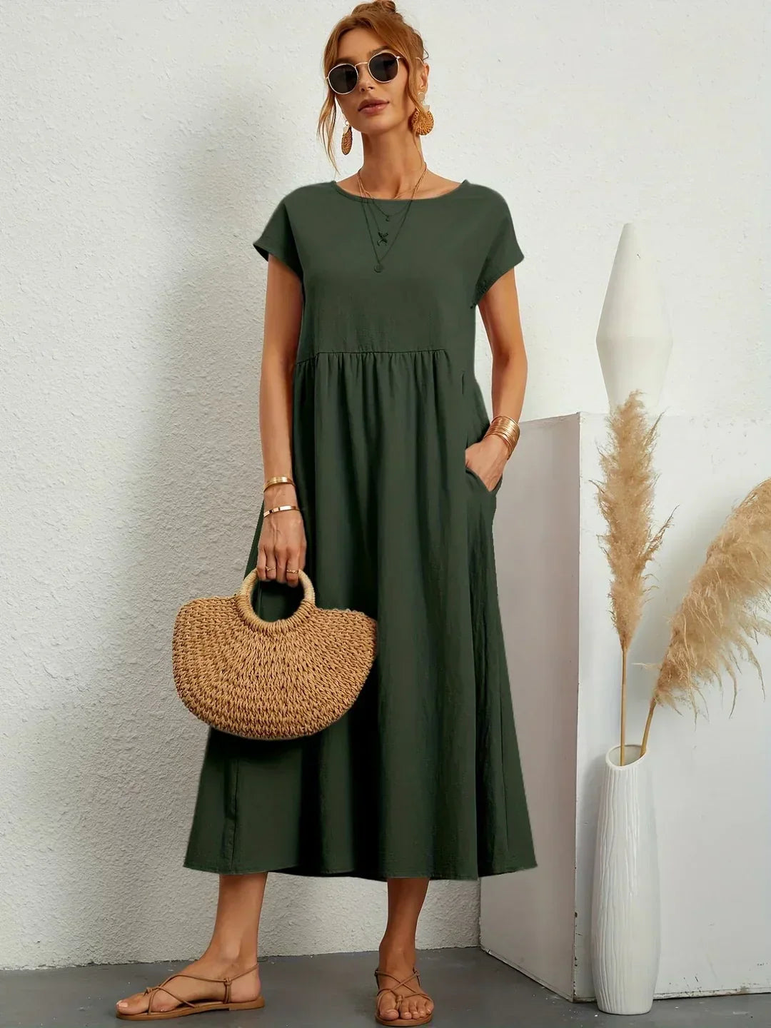 Louvine | Robe midi fluide élégance intemporelle – Modèle 1