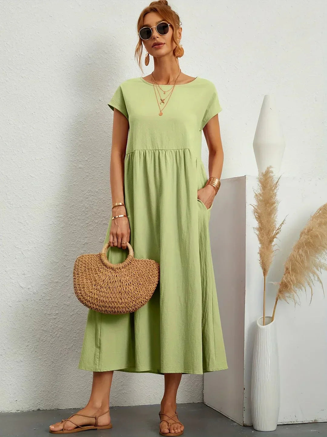 Louvine | Robe midi fluide élégance intemporelle – Modèle 1