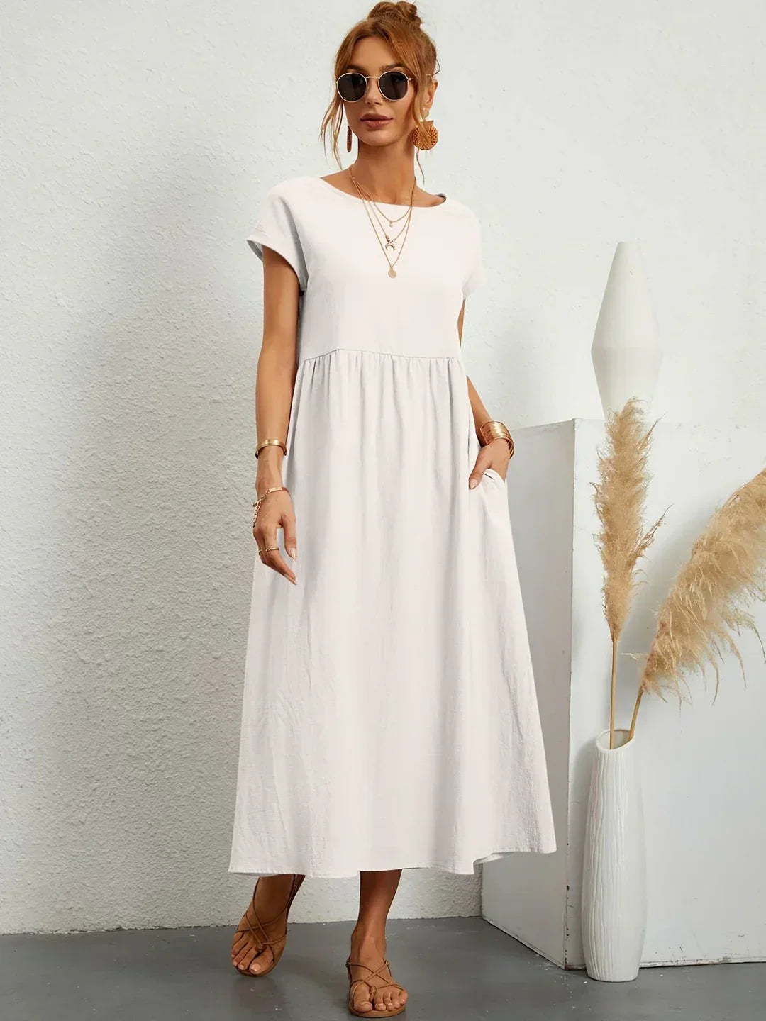 Louvine | Robe midi fluide élégance intemporelle – Modèle 1