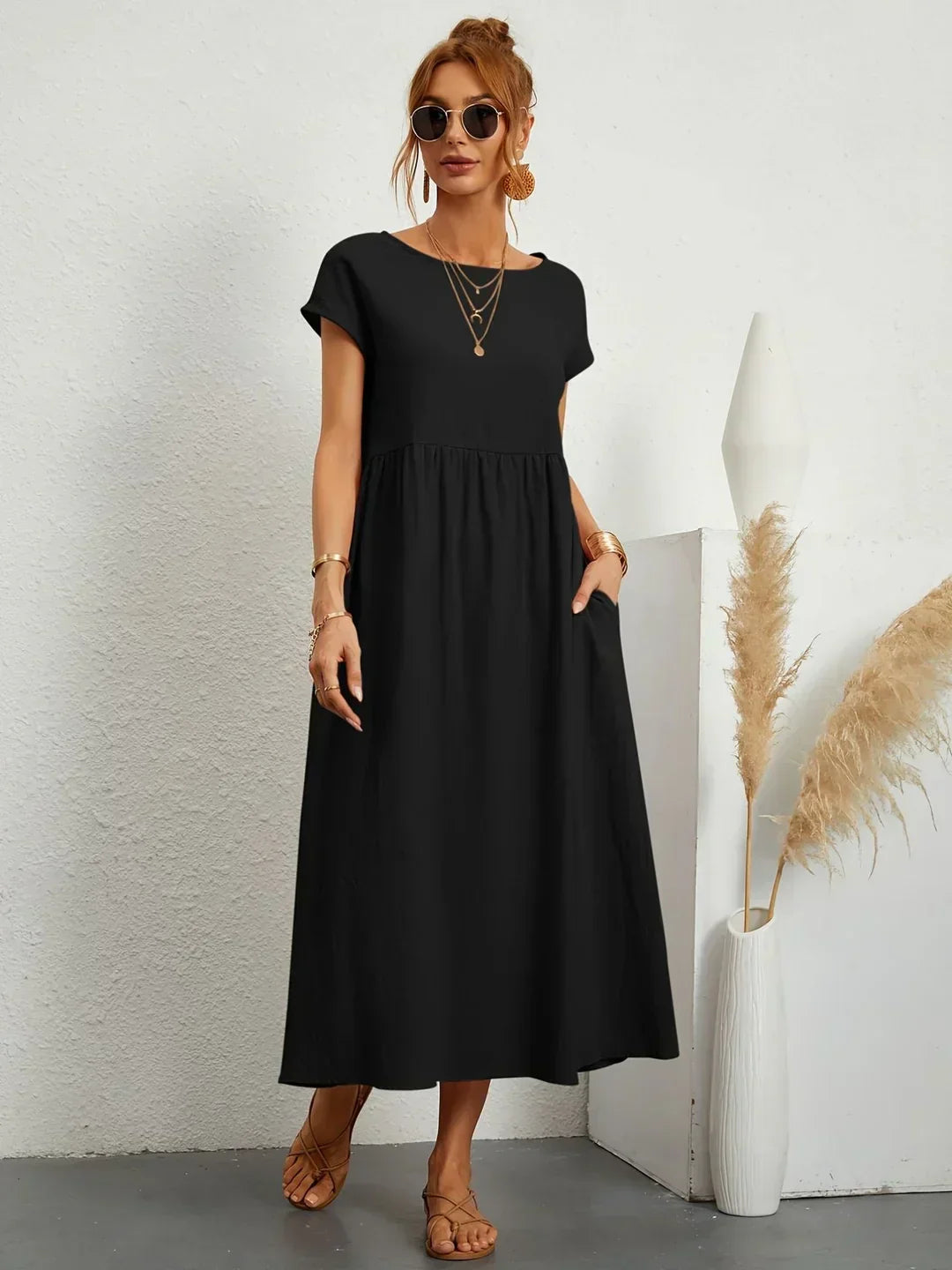 Louvine | Robe midi fluide élégance intemporelle – Modèle 1