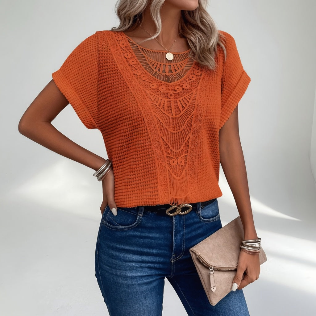 Louvine | Top maille ajourée col
