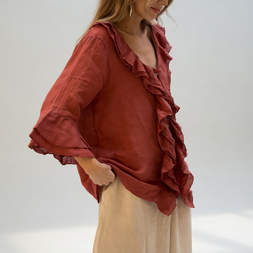 Louvine | Blouse fluide col volant