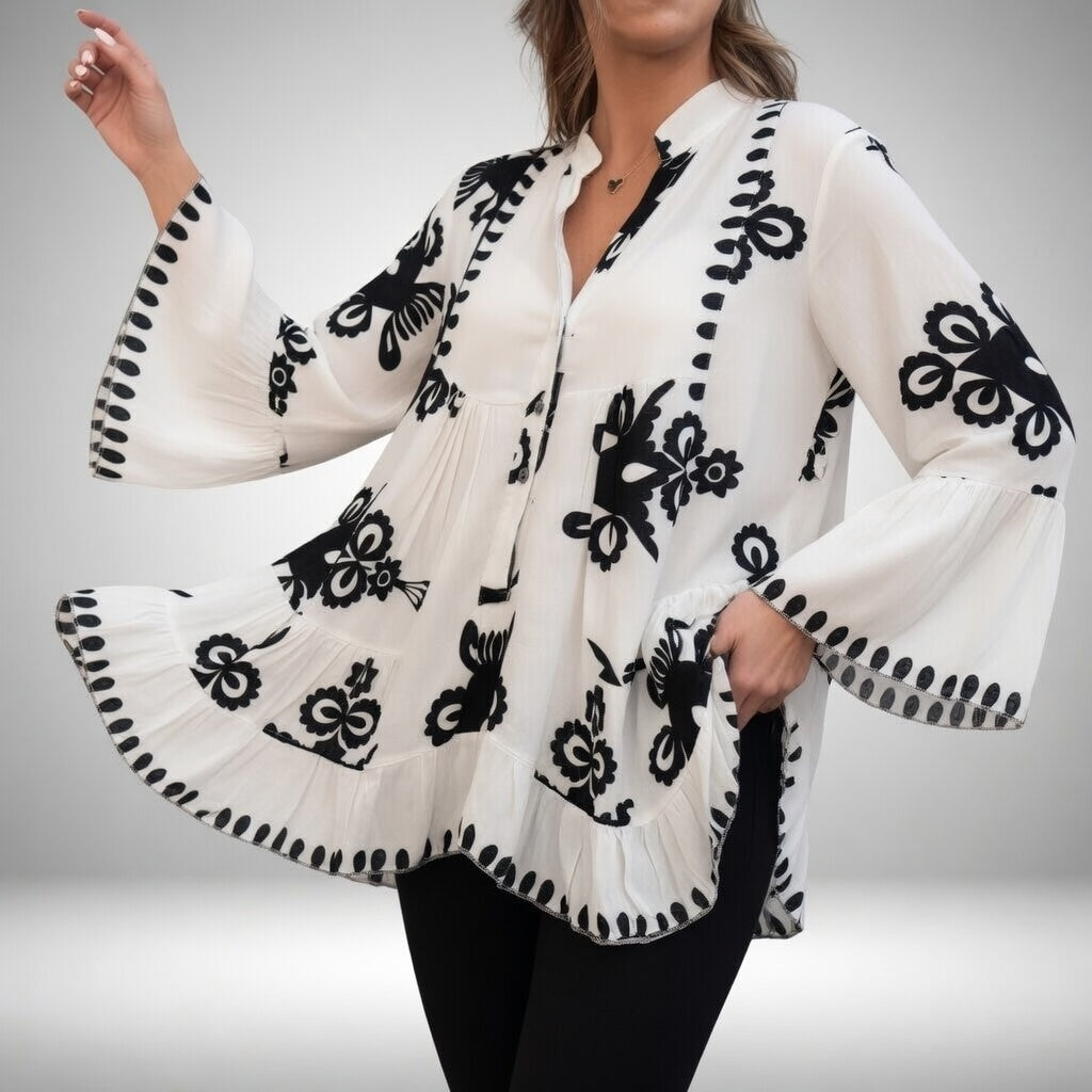 Louvine | Blouse brodée bohème, féminité