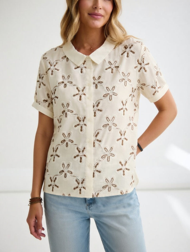 Louvine | Blouse brodée florale élégante