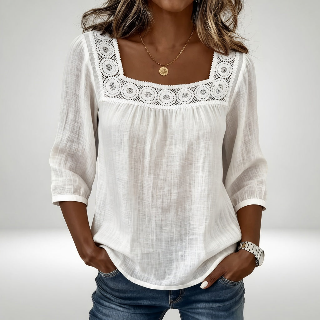 Louvine | Blouse dentelle col carré