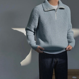 Cazel | Pull Azure à quart de zip