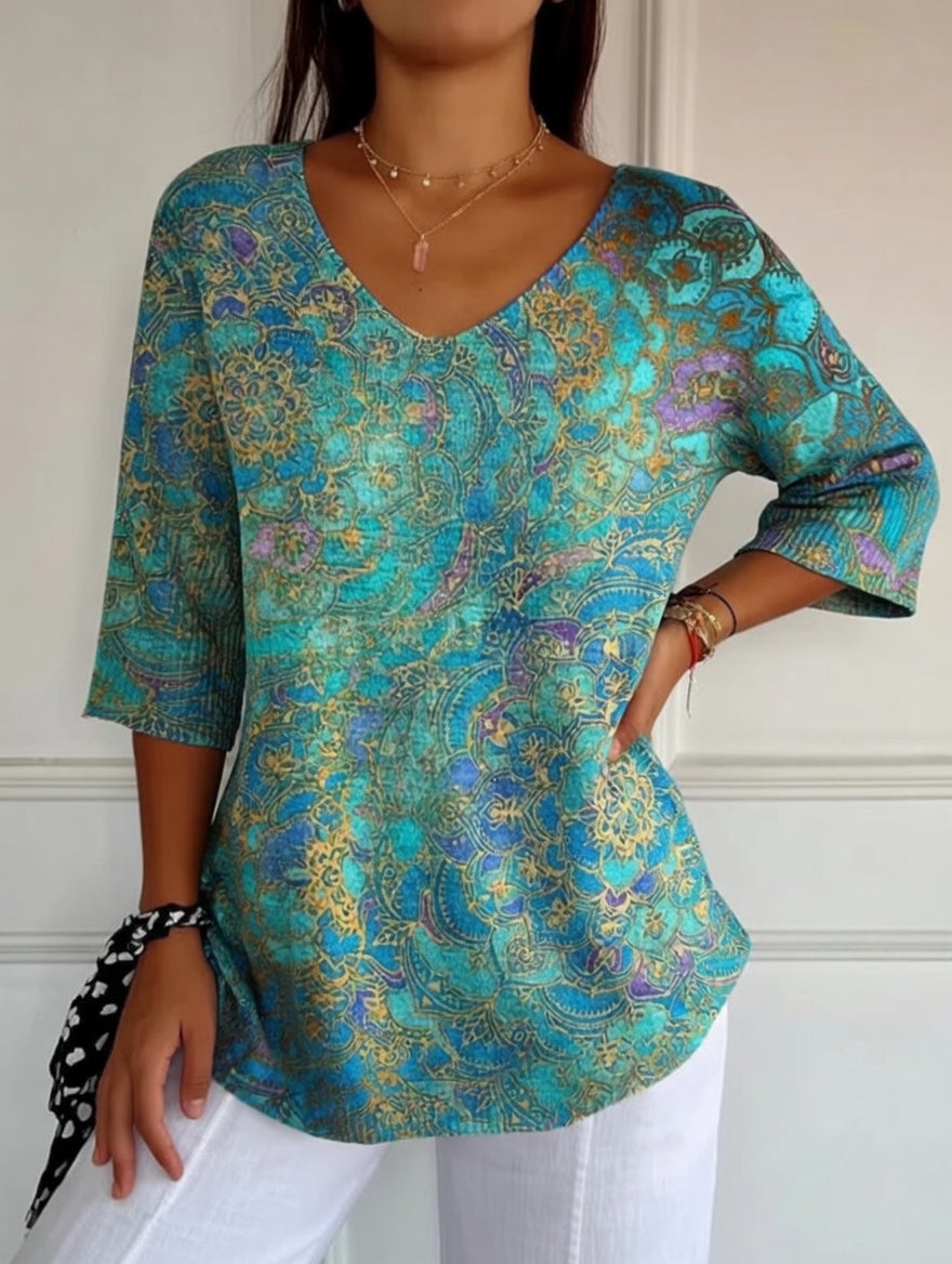 Louvine | Blouse fluide élégante à imprimé raffiné – Modèle 1